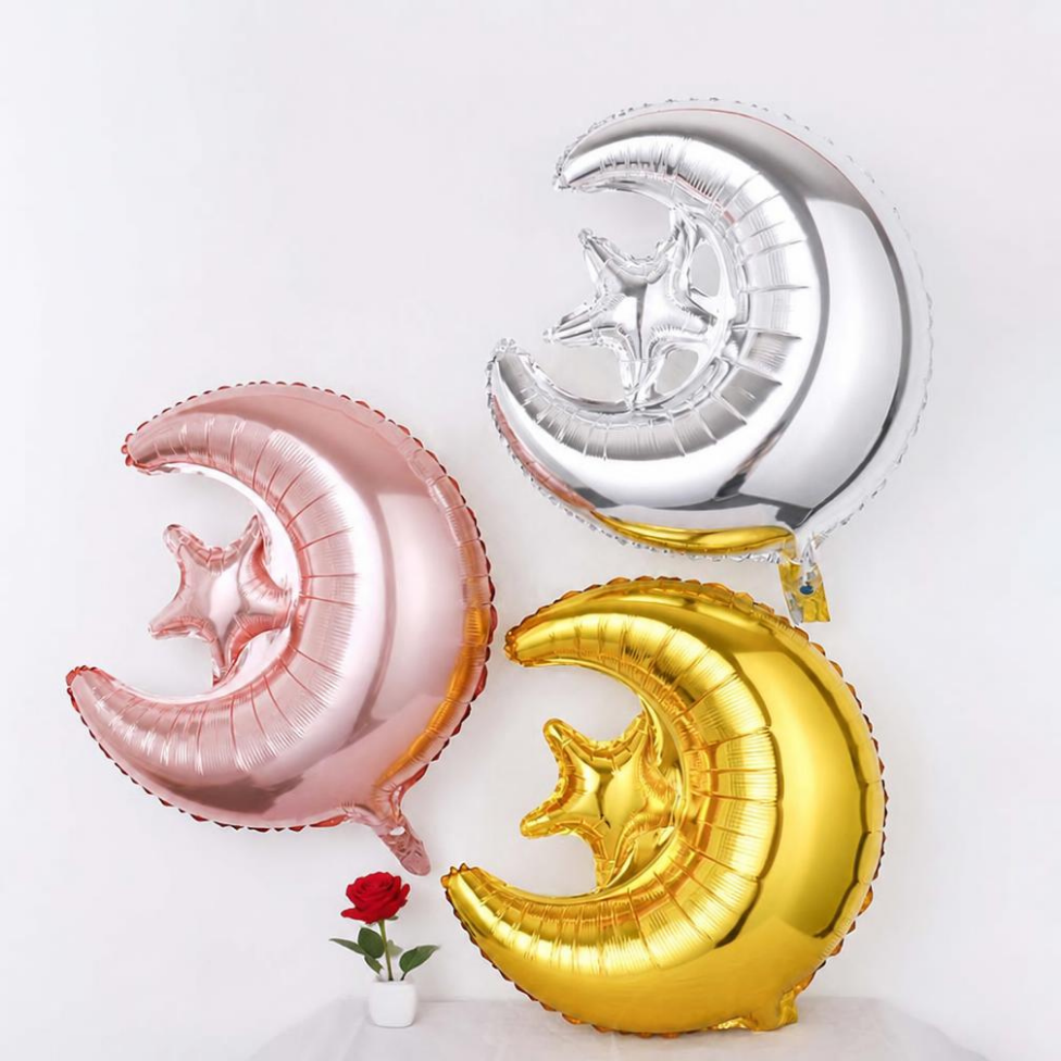 Lot de 3 Ballons 22 Pouces en Forme de Lune Étoiles pour Anniversaire,Décoration,Mariage,Accessoires Fête – image 5