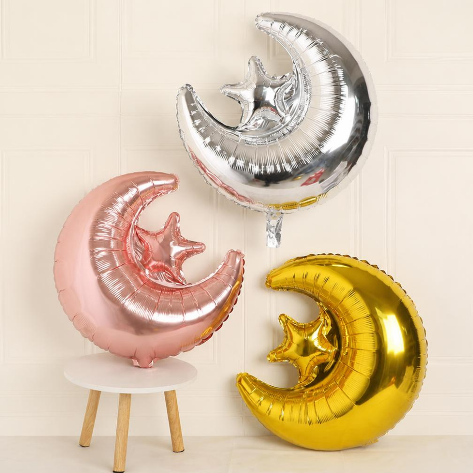Lot de 3 Ballons 22 Pouces en Forme de Lune Étoiles pour Anniversaire,Décoration,Mariage,Accessoires Fête – image 6