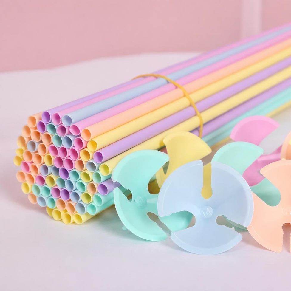 Lot de 50 Bâtons de Ballon en Plastique Coloré de 42 cm, Simple, pour Mariage, Anniversaire, Fête, Décoration de Ballons Gonflables – image 4