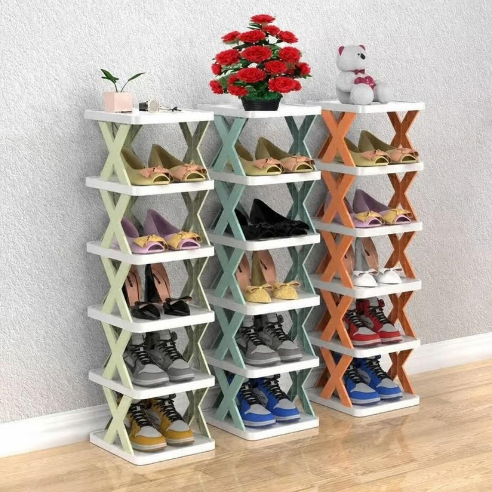 Organisateur de Rangement pour Chaussures Empilable en Forme de X, Armoire de Présentation de Chaussures